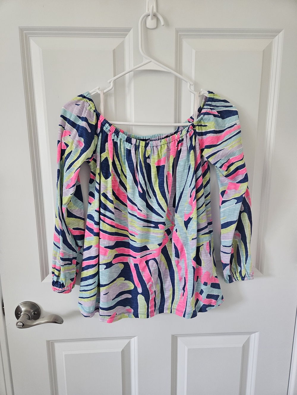 Lilly Pulitzer Off-Shoulder Top in Neon Multi Stripe
